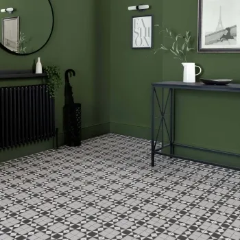 Churchill Monochrome Black & White Mosaic Victorian Matt Tiles