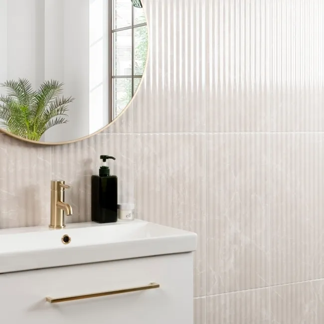 Clovelly Cream Decor Marble Effect Gloss Wall Tiles