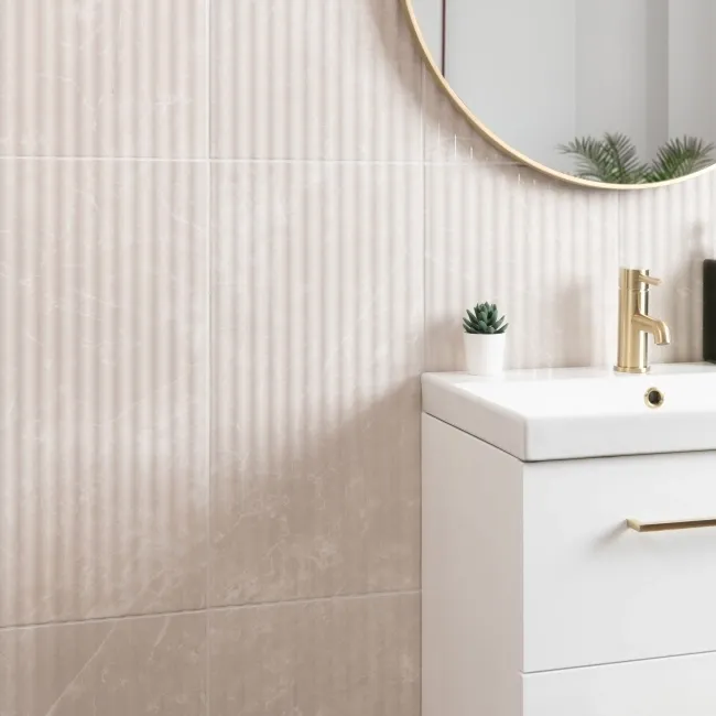 Clovelly Cream Decor Marble Effect Gloss Wall Tiles