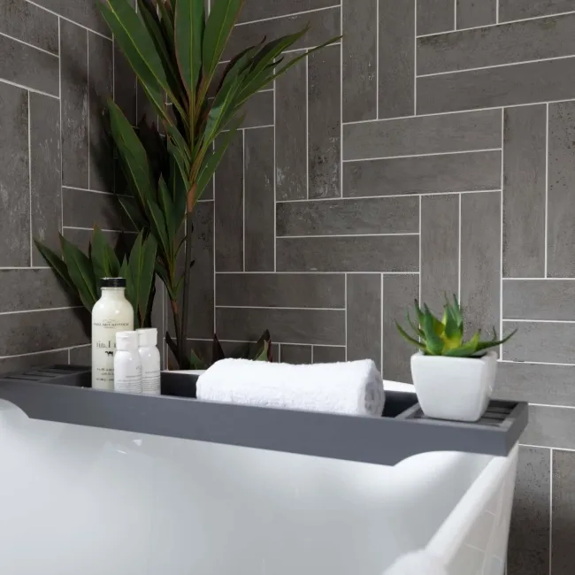 Faith Grey Gloss Rustic Brick Effect Wall and Floor Tile
