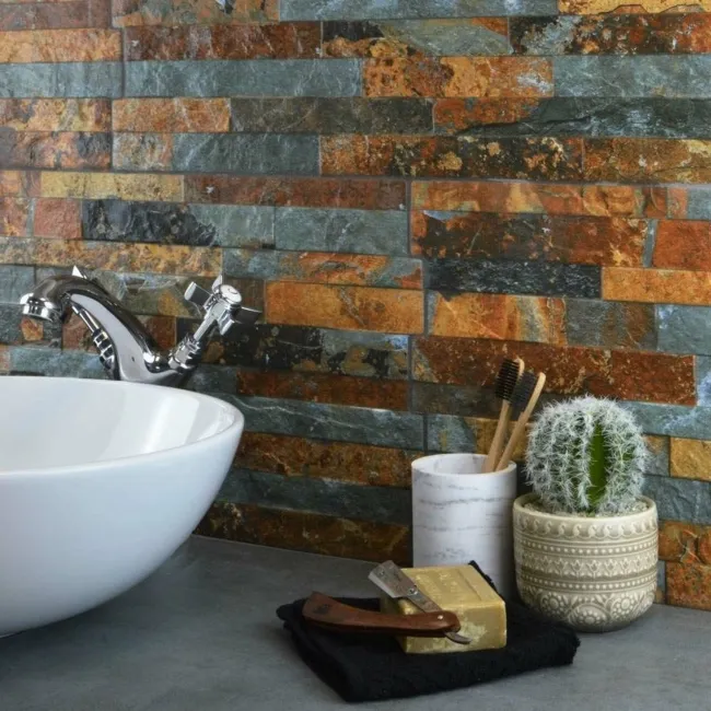 Vesuvius Dark Rustic Porcelain Split Face Effect Wall Tiles