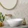 Carrara Gold Herringbone Marble Effect Mosaic Natural Tiles