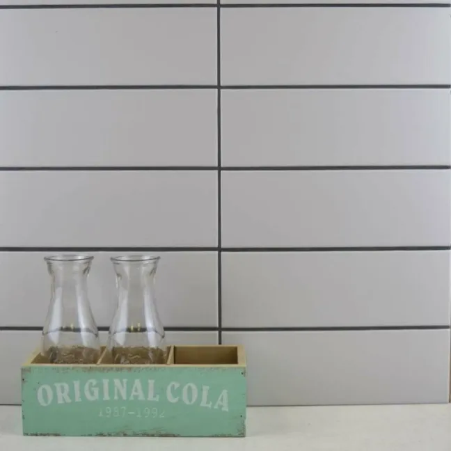 Linear Light Grey Matt Brick Tiles
