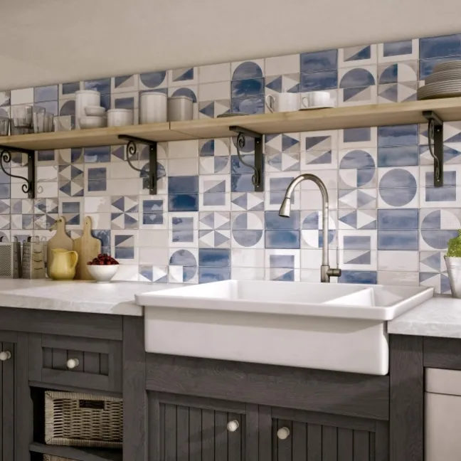 Chesham Blue Rustic Gloss Metro Wall Tiles 150x75