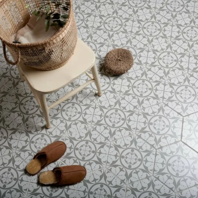 Kendal Hexagon Grey Satin Pattern Wall and Floor Tiles