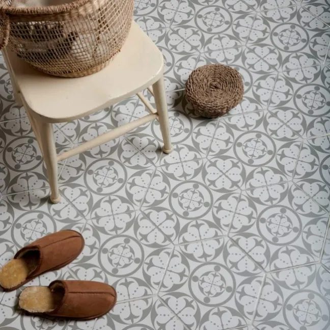 Kendal Hexagon Grey Satin Pattern Wall and Floor Tiles