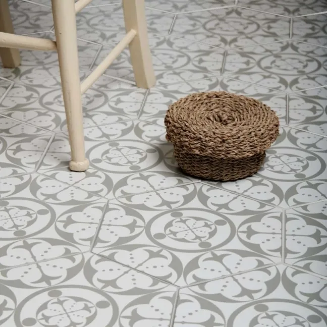 Kendal Hexagon Grey Satin Pattern Wall and Floor Tiles