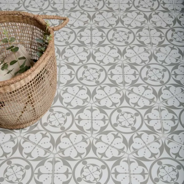 Kendal Hexagon Grey Satin Pattern Wall and Floor Tiles