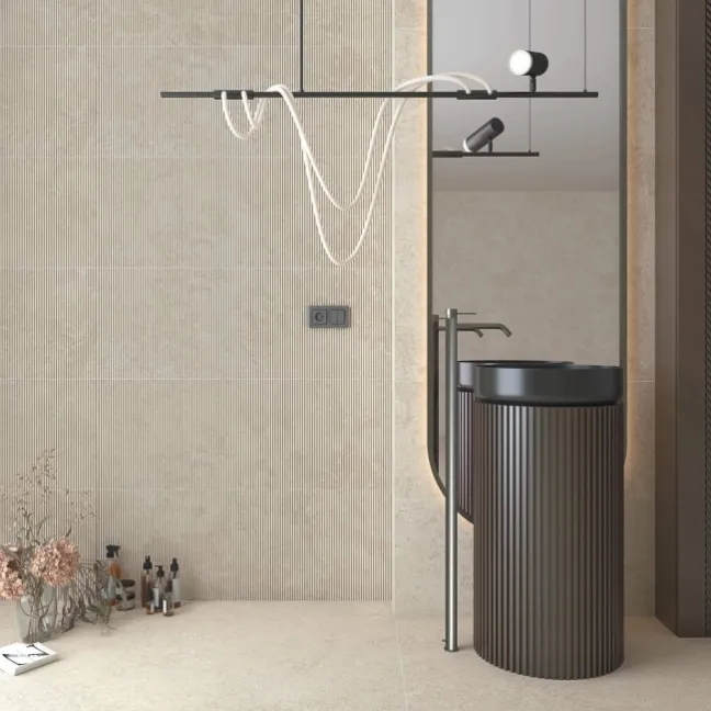 Vesta Beige Fluted Matt Travertine Effect Wall Tiles