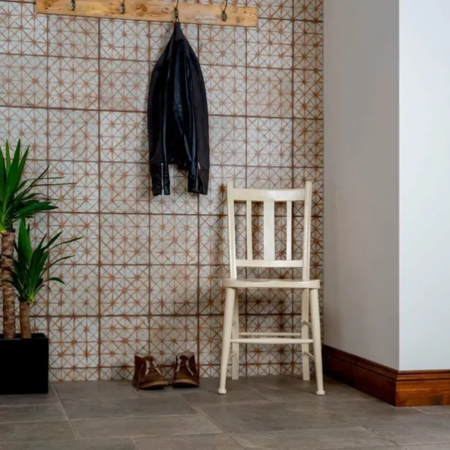Crosshatch Sienna Orange Matt Patterned Wall and Floor Tiles