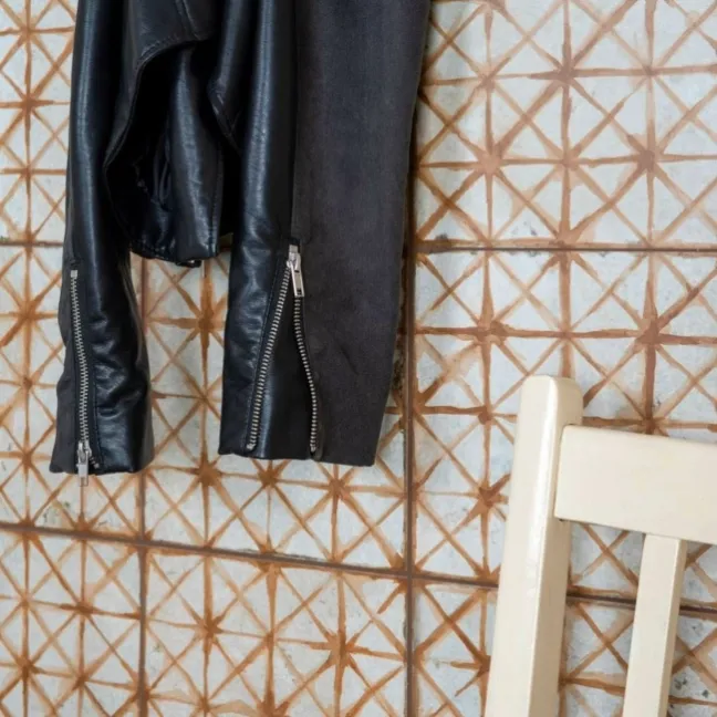 Crosshatch Sienna Orange Matt Patterned Wall and Floor Tiles