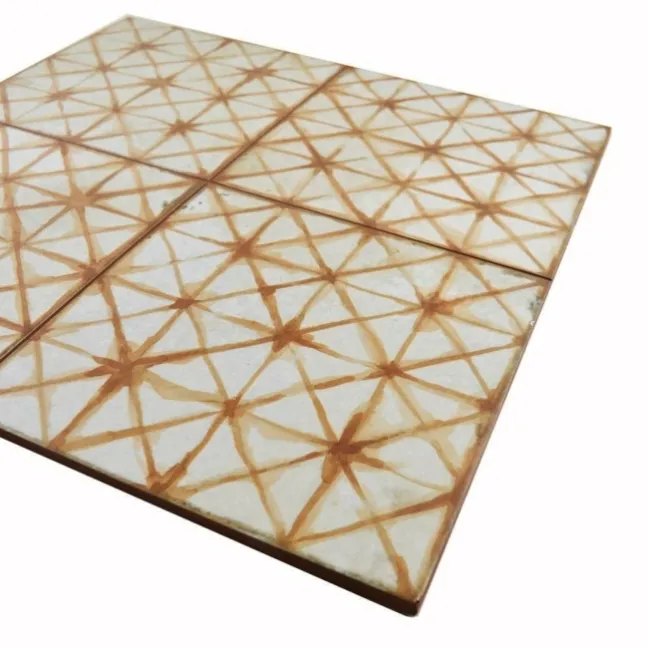 Crosshatch Sienna Orange Matt Patterned Wall and Floor Tiles