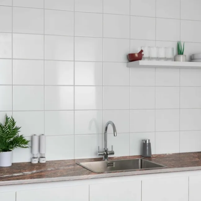 Crystal White Gloss Flat 250x200 Ceramic Wall Tiles