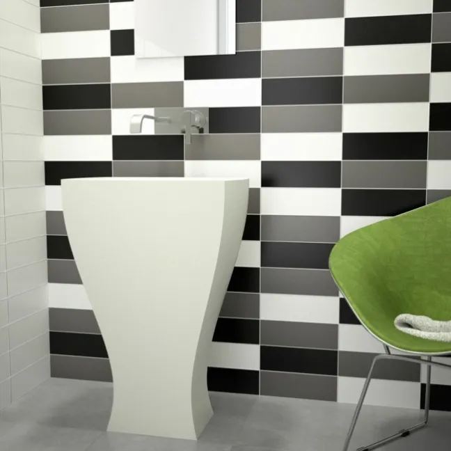 Linear Dark Grey Matt Brick Ceramic Wall Tiles