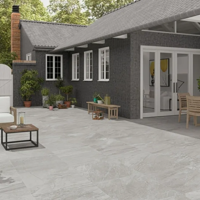 Icaria Light Grey Stone Effect 20mm Porcelain Paving Slabs