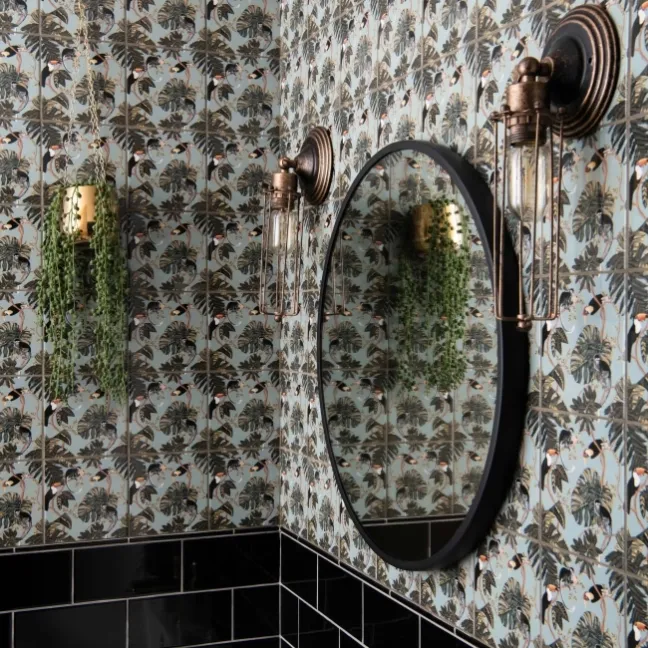 Jungle Decor Multicolour Gloss Patterned Wall Tile