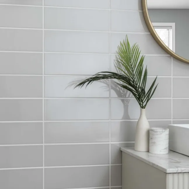 Linear Light Grey Gloss Brick Ceramic Wall Tiles