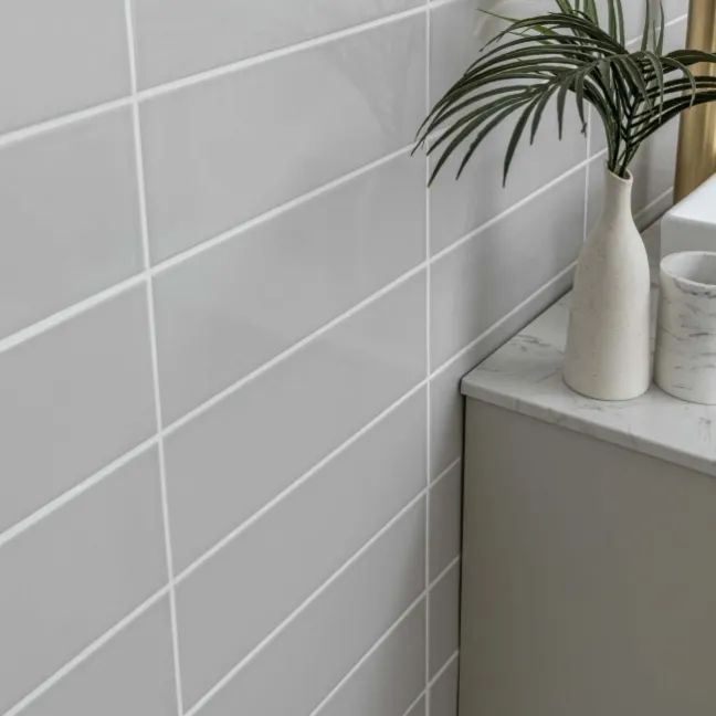 Linear Light Grey Gloss Brick Ceramic Wall Tiles