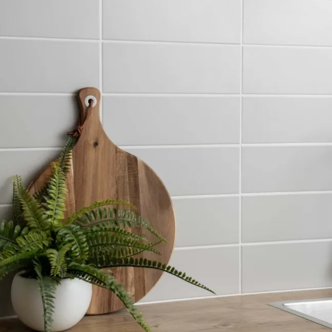 Linear Light Grey Matt Brick Tiles