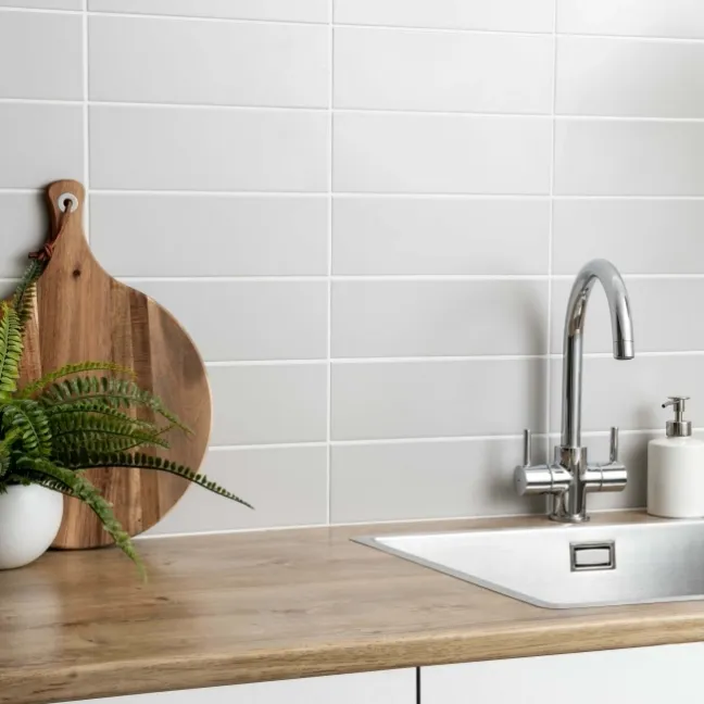 Linear Light Grey Matt Brick Tiles