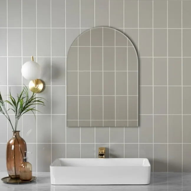 Flat Marble Arch Gloss Grey Metro Wall Tiles