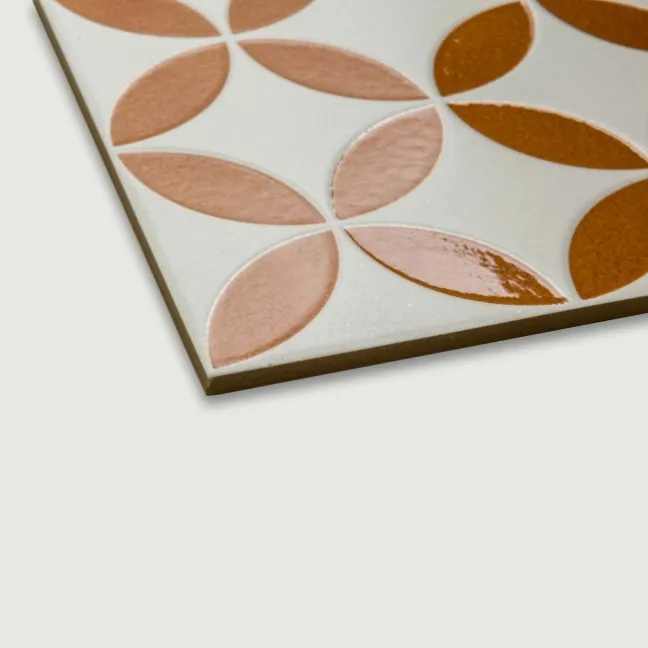 Westminster White and Orange Matt Patterned Wall and Floor Tiles