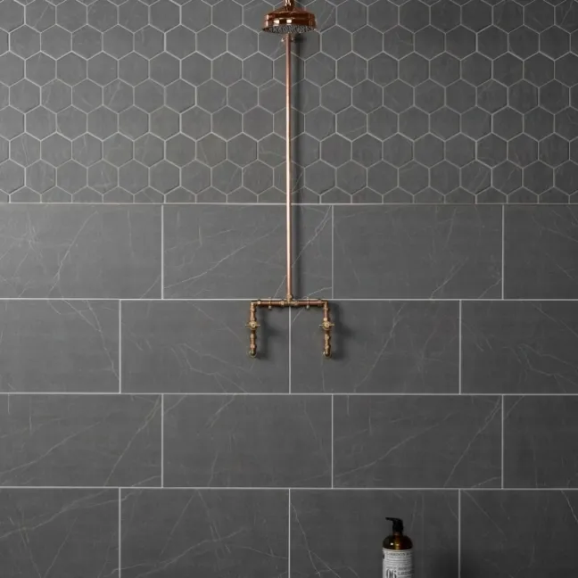 Chalkstone Ash Grey Matt Stone Effect Wall And Floor Tiles