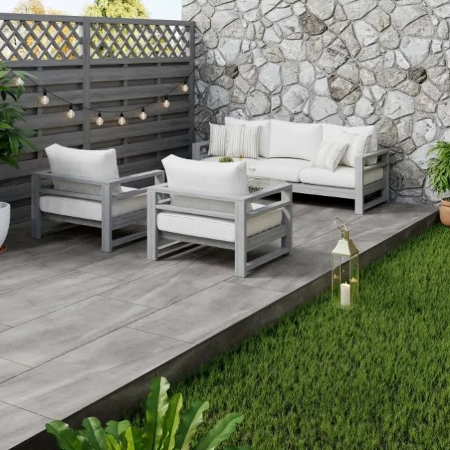 Serenity Grey Stone Effect 20mm Porcelain Paving Slabs 1200x600