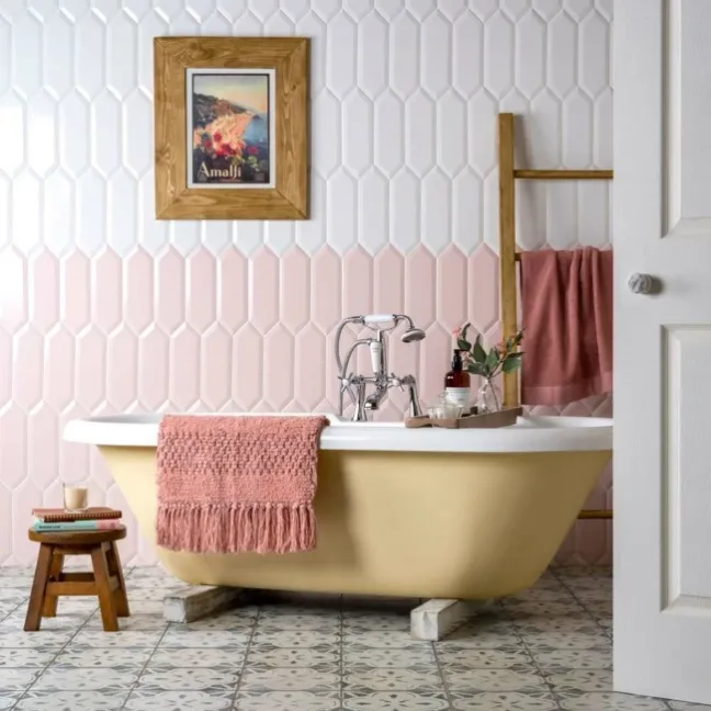 Pickett® Gloss Bevelled Petal Pink Metro Tiles
