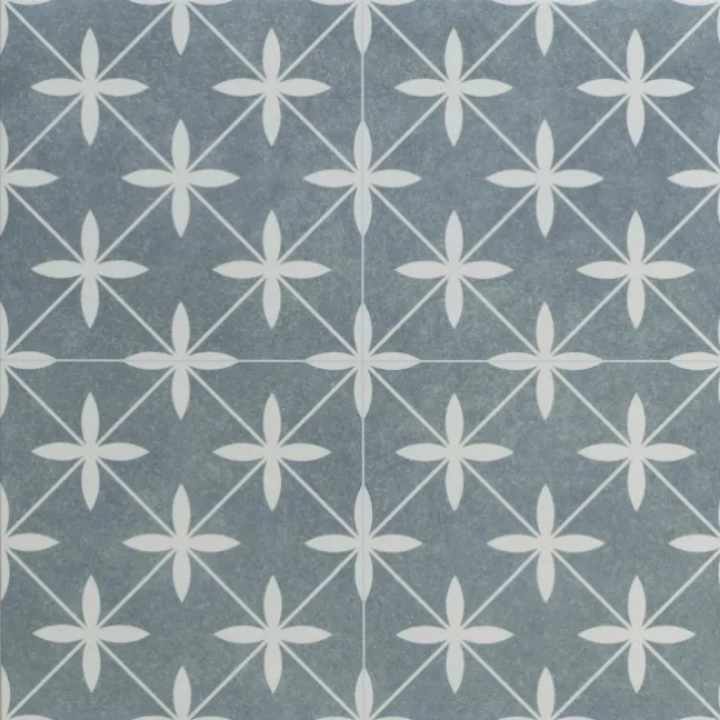 Winslow Blue and White Matt Patterned Floor Tiles