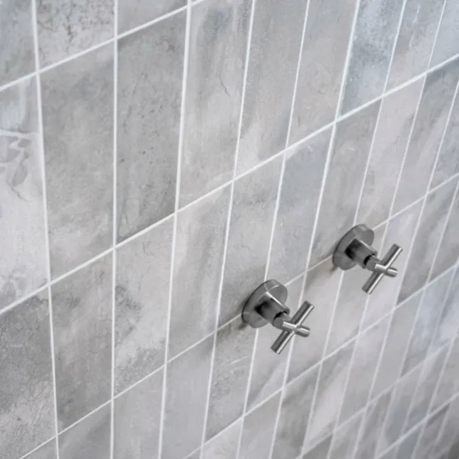 Raku Silver Grey Ceramic Brick Effect Wall Tiles