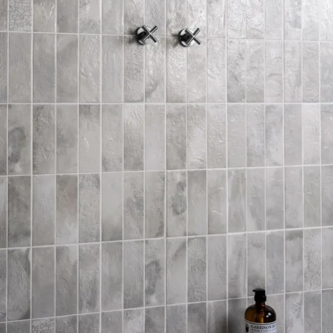 Raku Silver Grey Ceramic Brick Effect Wall Tiles