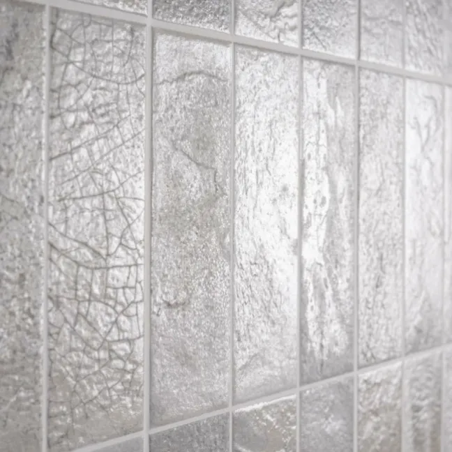 Raku Silver Grey Ceramic Brick Effect Wall Tiles