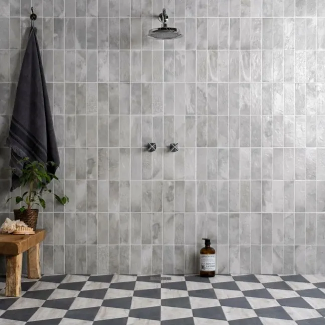 Raku Silver Grey Ceramic Brick Effect Wall Tiles