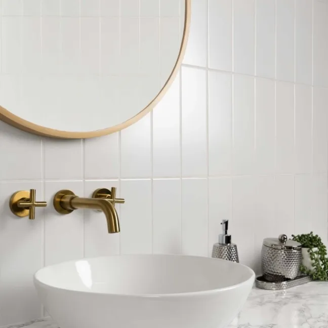 Rhian Blanco White Ceramic White Matt Brick Wall Tiles