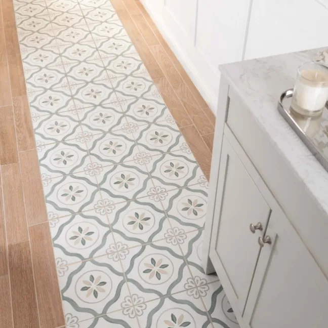 Blossom Petals Green Matt Pattern Wall and Floor Tiles