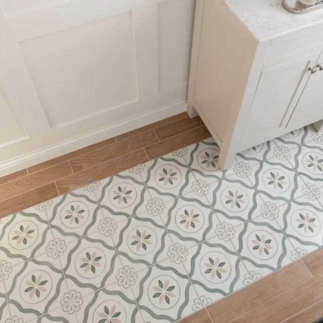 Blossom Petals Green Matt Pattern Wall and Floor Tiles