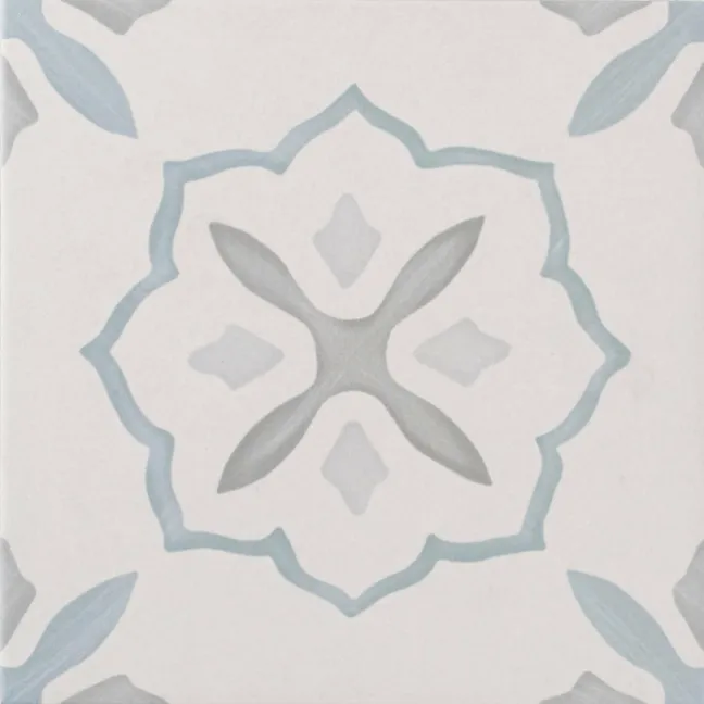 Blossom Cross Blue Matt Pattern Wall and Floor Tiles