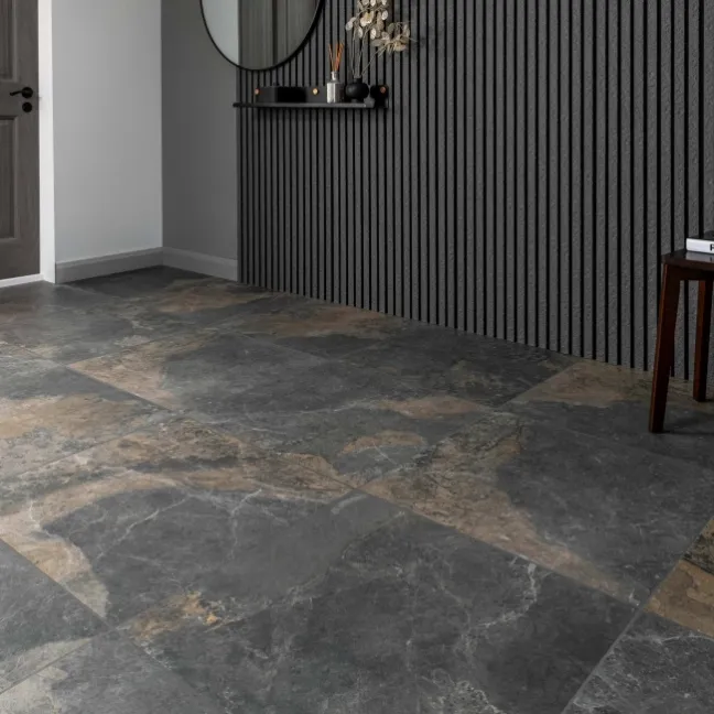 Jai Rustic Natural Black Slate Effect Tiles 600x600