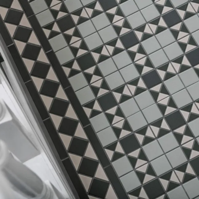 Churchill White & Green Border Matt Victorian Tiles