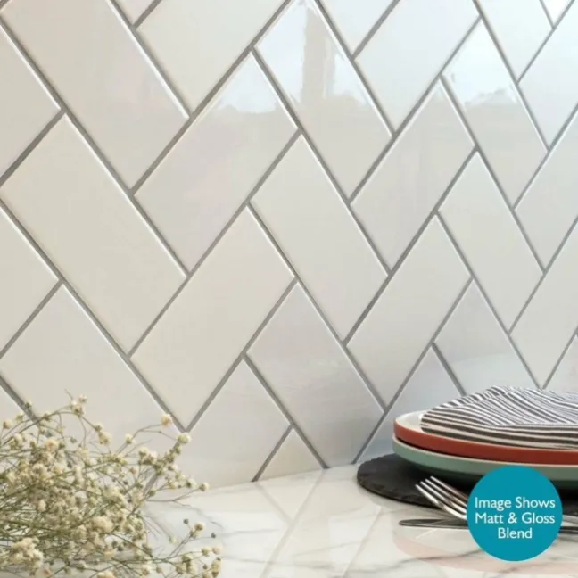 Whitechapel Gloss Flat White Mini Metro Tiles