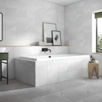 10.01 SQM Clearance Job lot Melford Light Grey Satin Stone Effect Wall Tile 300x200