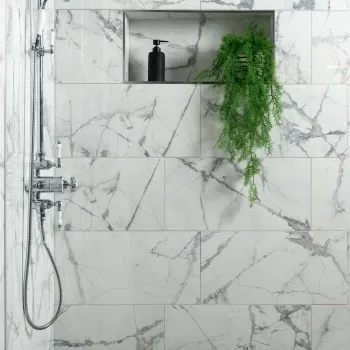 Olympia White Marble Effect Polished 30x60 Tiles