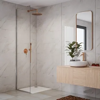 Trepanel Aqua® Gloss Light Grey Marble Effect PVC Shower Wall Panel
