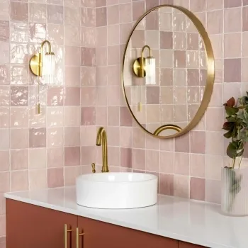 Zellige Mini Pink Square Gloss Wall Tiles