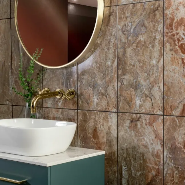 Cherish French Bistre Brown Gloss Marble Effect Wall Tiles