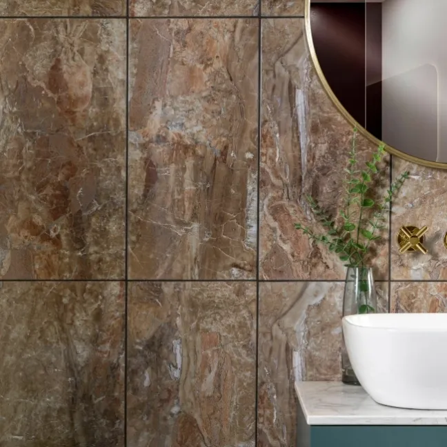 Cherish French Bistre Brown Gloss Marble Effect Wall Tiles