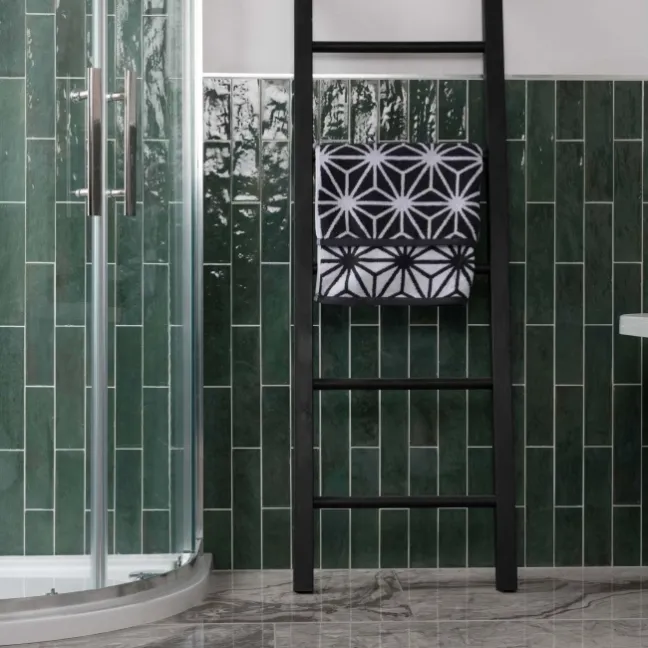 Faith Green Gloss Rustic Brick Effect Wall and Floor Tile