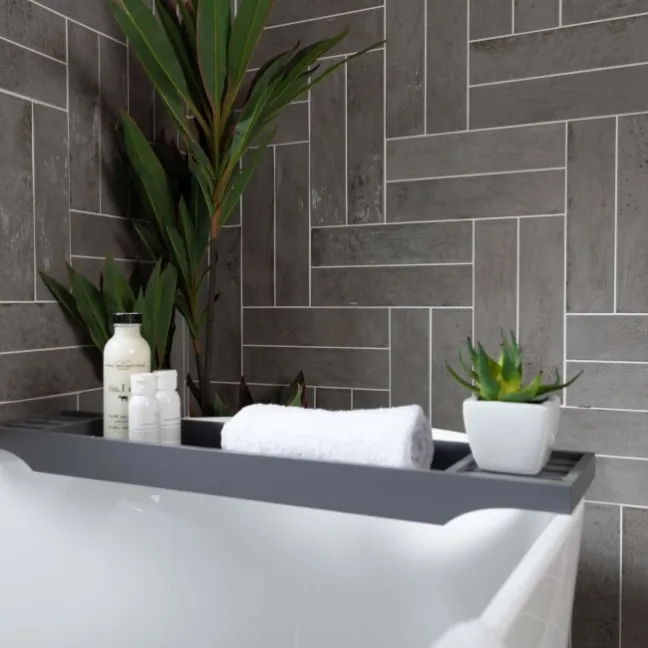 Faith Grey Gloss Rustic Brick Effect Wall and Floor Tile