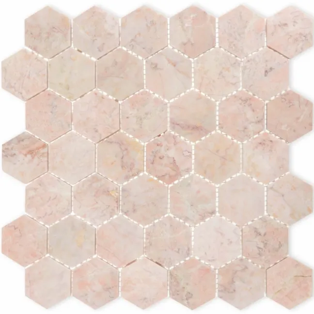 Himalayan Pink Honed Marble Hexagon Mosaic Wall Tiles